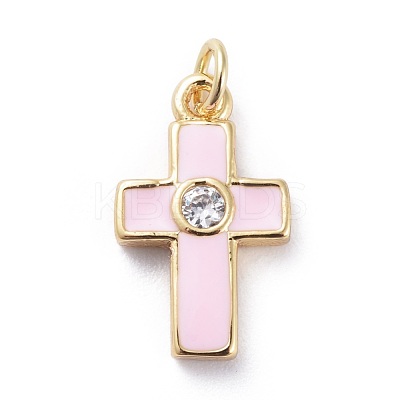 Cubic Zirconia Tiny Cross Charms KK-G363-03G-01-1