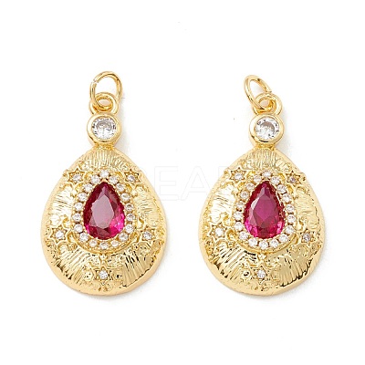 Rack Plating Brass Micro Pave Clear & Violet Cubic Zirconia Pendants KK-D073-21G-1