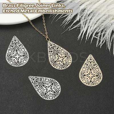 4Pcs 2 Colors Brass Filigree Joiner Links KKC-YW0001-02-1