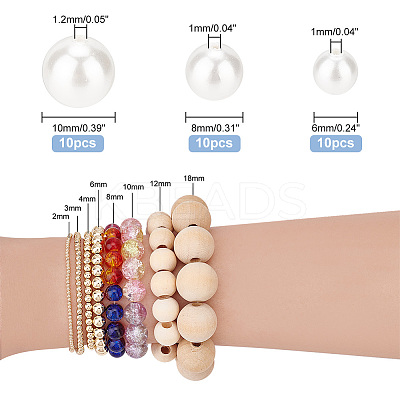 30Pcs 3 Sizes Shell Pearl Beads BSHE-PH0001-21-1