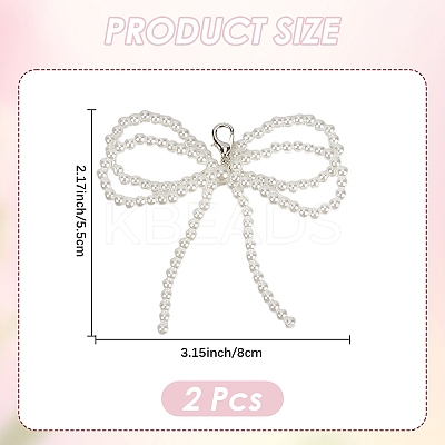 Plastic Imitation Pearl Bowknot Shoe Charms DIY-WH20002-152A-1