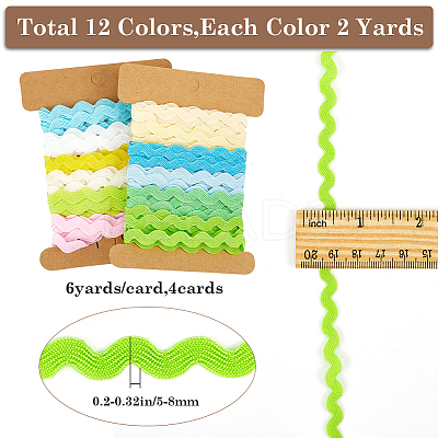 4 Cards 2 Styles  Polyester Wavy Fringe Trim Ribbon DIY-GF0009-48D-1