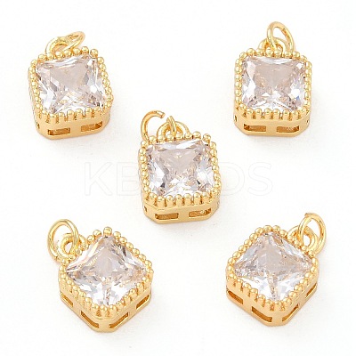 Real 18K Gold Plated Brass Inlaid Cubic Zirconia Charms ZIRC-L100-073G-07-1