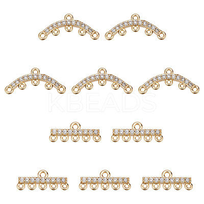 10Pcs 2 Styles Brass Micro Pave Cubic Zirconia Chandelier Component Links FIND-AR0005-59-1
