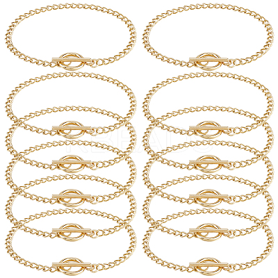 12Pcs 304 Stainless Steel Twisted Curb Chains Bracelets BJEW-SC0001-61G-1