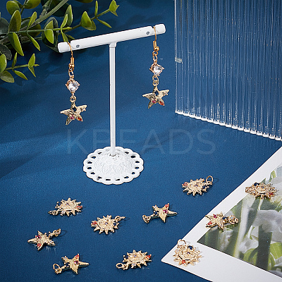 12Pcs 2 Style Brass Micro Pave Colorful Cubic Zirconia Pendants KK-DC0001-75-1