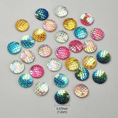 30Pcs 6 Colors Resin Cabochons CRES-YW0001-25-1