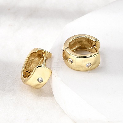 Brass Micro Pave Clear Cubic Zirconia Hoop Earrings EJEW-Z149-02G-1