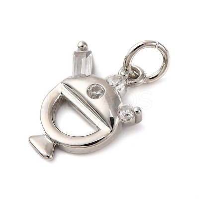 Brass Micro Pave Cubic Zirconia Dessert Charms KK-P308-63P-1