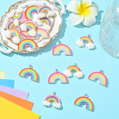 DIY Rainbow Opaque Resin Dangle Earring Jewelry Kits DIY-YW0010-80-1