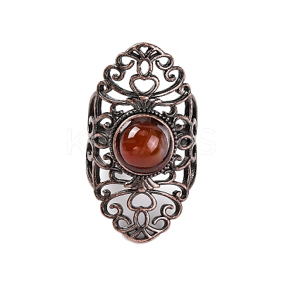 Natural Carnelian Retro Finger Rings RJEW-B067-02R-21-1