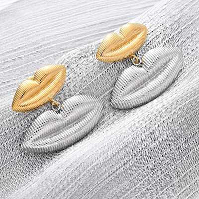 Two Tone Lip 304 Stainless Steel Dangle Stud Earrings EJEW-Z109-02GP-1