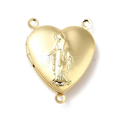 Religion Brass Heart with Virgin Locket Chandelier Component Links KK-K269-07G-RS-1