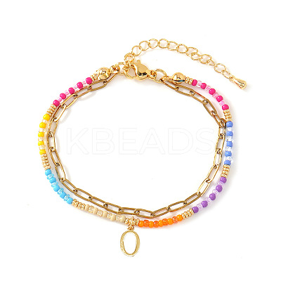 304 Stainless Steel Letter Charm Double-layered Bracelets VG5038-15-1