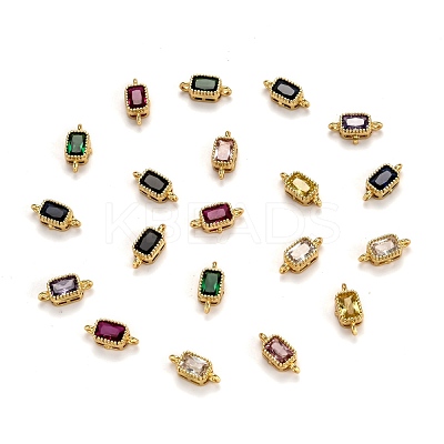 Real 18K Gold Plated Brass Micro Pave Cubic Zirconia Links Connectors ZIRC-L100-009G-1