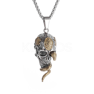 Snake Skull Alloy Gothic Pendant Box Chain Necklaces FS-WG2281F-01-1