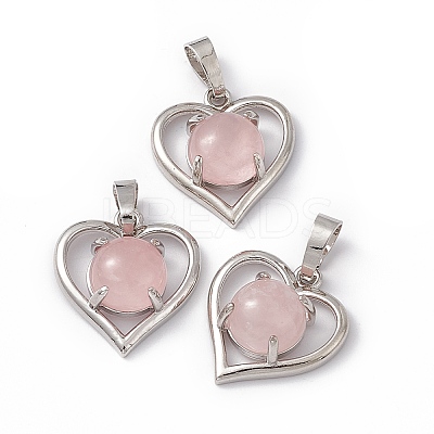 Natural Rose Quartz Pendants G-P484-04P-03-1