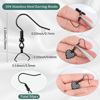 50Pcs 304 Stainless Steel Earring Hooks STAS-SC0010-74EB-1