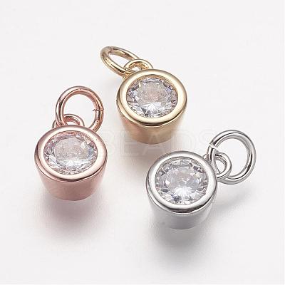 Brass Micro Pave Grade AAA Cubic Zirconia Charms ZIRC-K059-05-NR-1