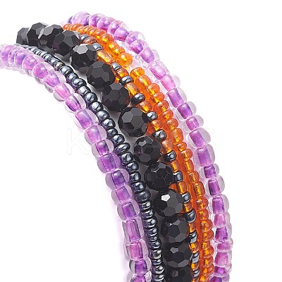 6Pcs 6 Style Dyed Synthetic Turquoise Skull & Glass Beaded Stretch Bracelets Set BJEW-JB09391-1