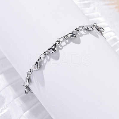 Tarnish Resistant 304 Stainless Steel Heart Link Bracelets BJEW-M121-03P-1