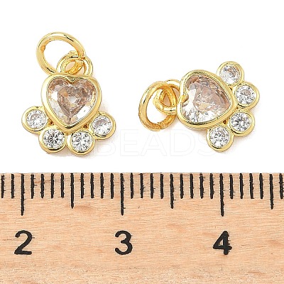 Brass Pave Cubic Zirconia Paw Print Charms LS-KK-I355-17G-06-1