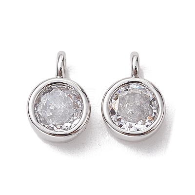 Brass Micro Pave Clear Cubic Zirconia Pendants KK-K360-13P-1
