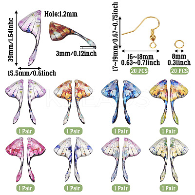 DIY Brass & Epoxy Resin Butterfly Wing Dangle Earring Jewelry Kits DIY-TA0010-65B-1