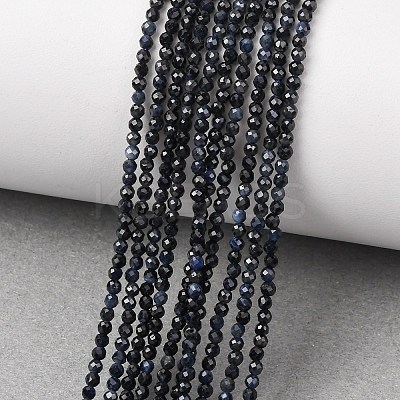 Natural Black Sapphire Beads Strands G-P625-2mm-01-1