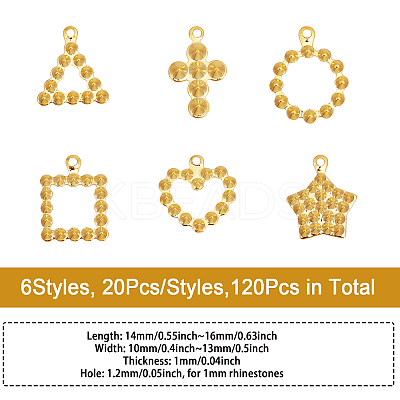 120Pcs 6 Style Ion Plating(IP) 304 Stainless Steel Pendant Rhinestone Settings STAS-CA0002-11-1
