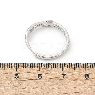 925 Sterling Silver Micro Pave Clear Cubic Zirconia Adjustable Finger Rings for Women RJEW-G351-01P-1