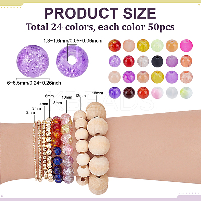 1200Pcs 24 Styles Glass Beads GLAD-PH0001-08-1