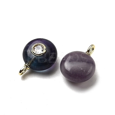 Natural Fluorite Flat Round Pendants G-H318-01G-A-02-1