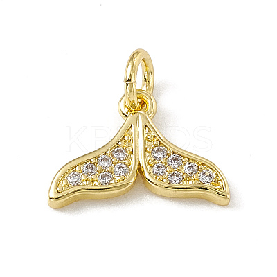Brass Micro Pave Clear Cubic Zirconia Fishtail Charms ZIRC-F132-77G-1