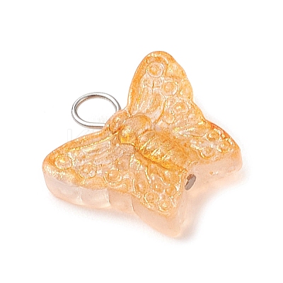 Spray Painted Glass Butterfly Pendants PALLOY-JF03847-01-1