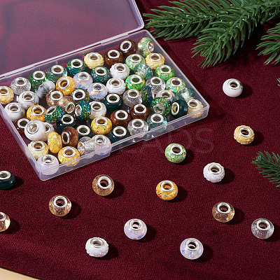 72Pcs 12 Colors Christmas Theme Resin Rondelle European Beads RESI-TA0004-88-1