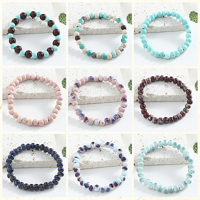 200Pcs 10 Colors Handmade Porcelain Beads PORC-PA0001-39-1