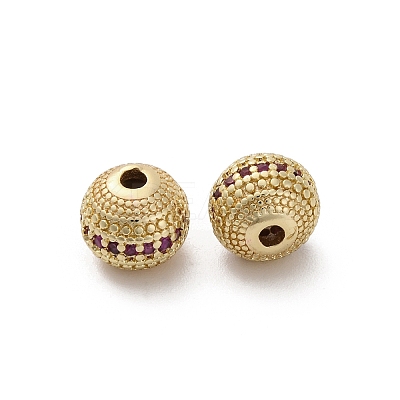 Brass Micro Pave Cubic Zirconia Beads KK-C071-08G-03-1
