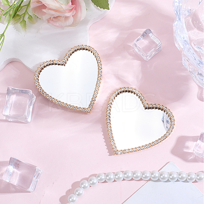 2Pcs Alloy Rhinestones & Glass Makeup Mirror for Phone Cases Phone AJEW-SC0003-75E-1