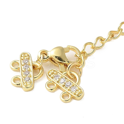 Brass Micro Pave Clear Cubic Zirconia End with Chains KK-P290-24G-1