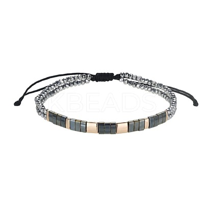 Bohemian Style Glass Seed Bead & Plastic Braided Bead Bracelets LS-QF8968-11-1