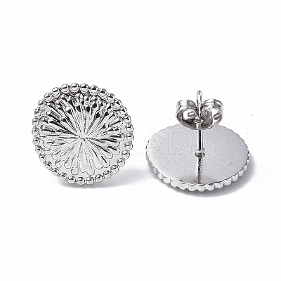 Non-Tarnish 304 Stainless Steel Flower Stud Earrings for Women EJEW-F300-15P-1