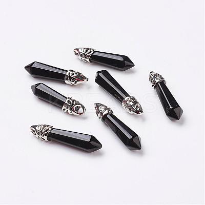 Natural Obsidian Pointed Pendants G-P309-14-1