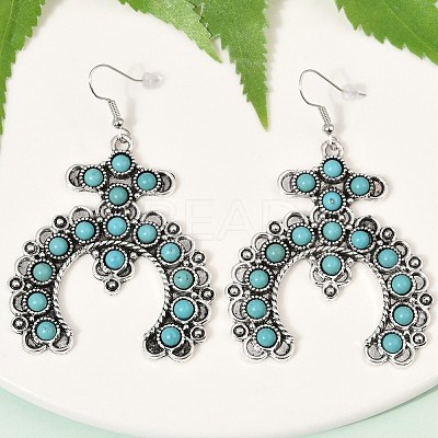Alloy Synthetic Turquoise Dangle Earrings for Women EJEW-U053-10AS-02-1