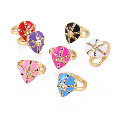 Adjustable Brass Micro Pave Colorful Cubic Zirconia Finger Rings RJEW-S044-168-NF-1