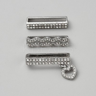 3Pcs 3 Styles Rectangle Zinc Alloy Watch Band Charms for Watch Loops Accesssories FIND-WH0111-649B-1