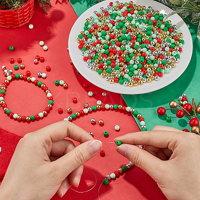 Christmas Theme 1500Pcs 5 Colors Opaque Acrylic Beads MACR-SP0001-01A-01-1
