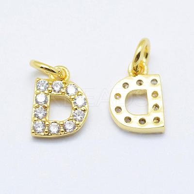Brass Micro Pave Grade AAA Cubic Zirconia Charms ZIRC-P067-11G-D-NR-1