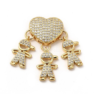 Rack Plating Brass Micro Pave Cubic Zirconia Pendants KK-E072-01G-1