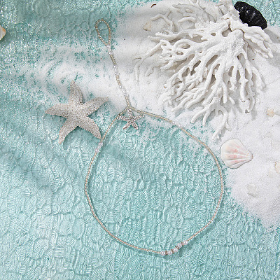 Summer Beach Resin Starfish Charm Glass Seed Beaded Stretch Toe Ring Anklets for Women FS-WGE60B8-01-1